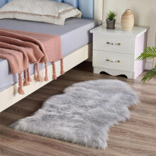 (Grey, Small) Solid Color Soft Fuzzy Rug, 1 Count Irregular Non-slip Floor Carpet, Faux Fur Cozy & Comfortable Mat For Home Living Room Bedroom Decor