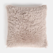 (Natural, 4 Pack Filled) OHS Set of 2/4 Fluffy Shaggy Filled Cushion with Cover Square