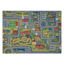 TAPETE REBEL ROADS City life 97 Cidade, antiderrapante para crianças - cinza 95x200 cm