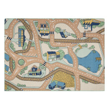 TAPETE REBEL ROADS Playtime 32 Cidade pequena, antiderrapante para crianças - bege / verde  140x200 cm