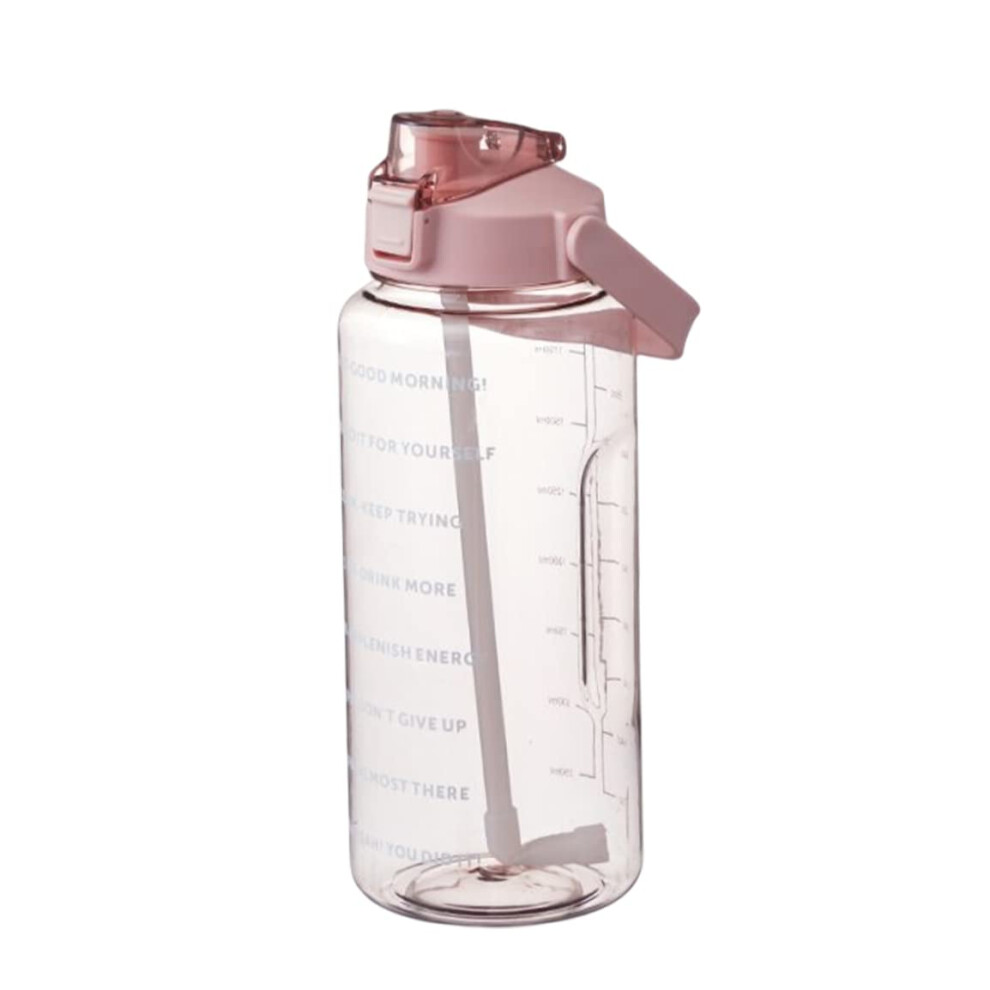Sport Water Bottle 2L Pink With Straw Time Marker Handle Motivational Gym Bottle Fitness Water Cup-image-OPC-PKQHWHH-NEW