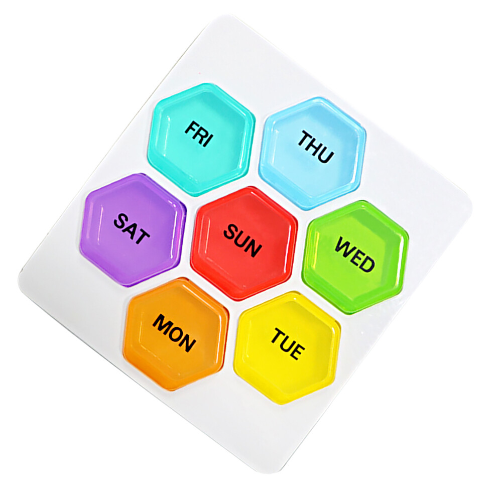 Portable Weekly Medicine Organizer Plastic Capsule Case 7 Compartments