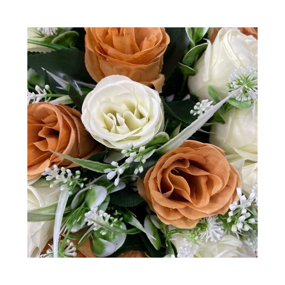 (Beige and cream) Bunch of 24 roses Beautiful decoration flowers with many colours-image-OPC-PKQHXM2-NEW