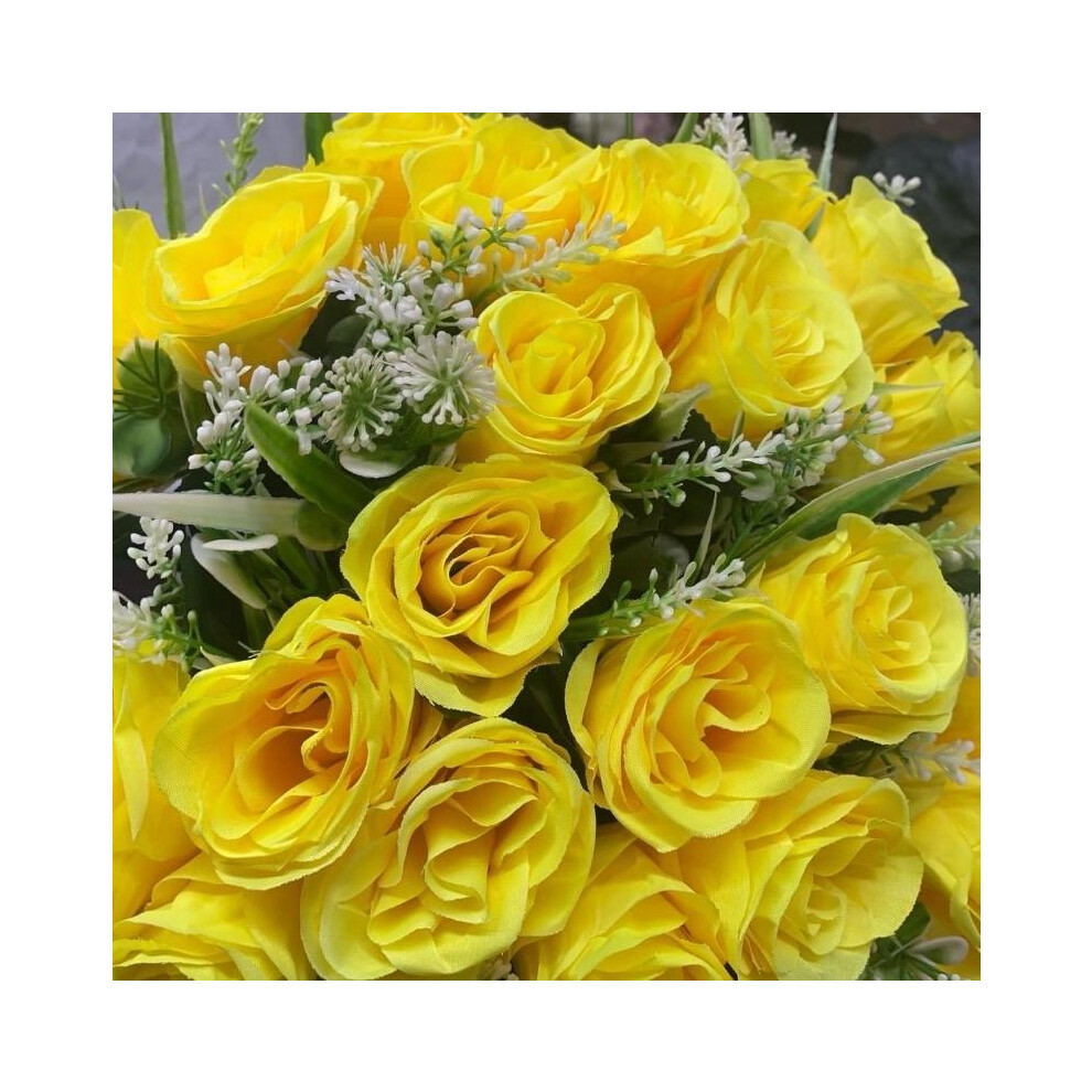 (Block yellow) Bunch of 24 roses Beautiful decoration flowers with many colours-image-OPC-PKQHXMB-NEW