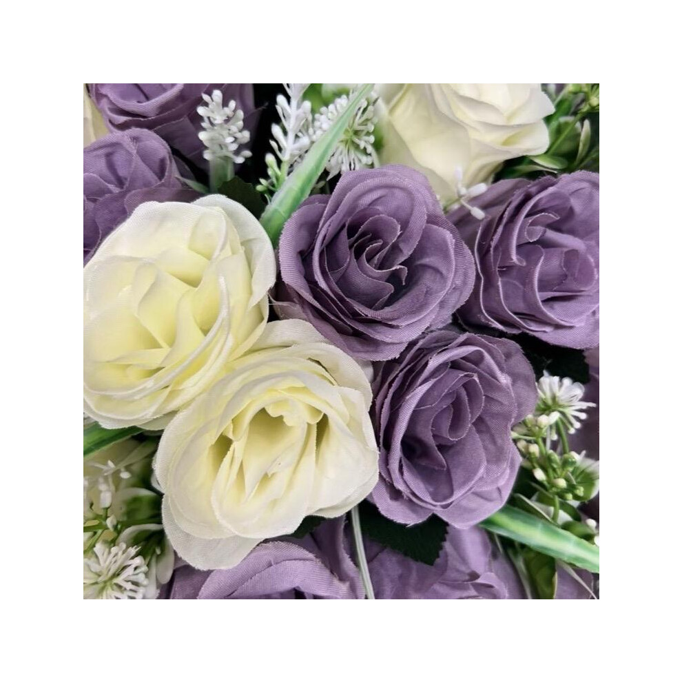 (Mauve and cream) Bunch of 24 roses Beautiful decoration flowers with many colours-image-OPC-PKQHXMH-NEW