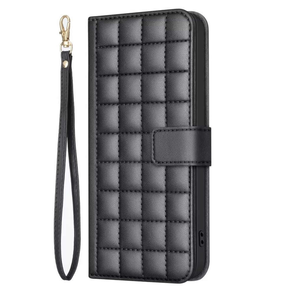 Case For Samsung Galaxy S25 Plus, Embossed Lattice Pu Leather, Shockproof, Rfid Blocking, Card Holder, Kickstand, Black 9084446063684