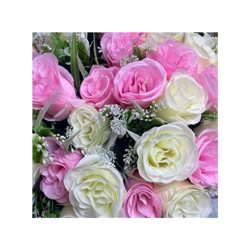(Baby pink and cream) Bunch of 24 roses Beautiful decoration flowers with many colours-image-OPC-PKQHXKZ-NEW