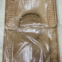 (Beige) Exquisite Greek Border 2 Piece Bathmat Set - Non-Slip, Perfect Design & Quality Grey