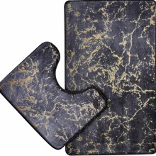 (Marble Grey) Exquisite Greek Border 2 Piece Bathmat Set - Non-Slip, Perfect Design & Quality Grey