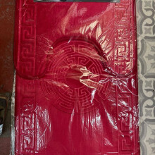 (Red) Exquisite Greek Border 2 Piece Bathmat Set - Non-Slip, Perfect Design & Quality Grey