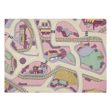 TAPETE REBEL ROADS Playtime 63 Cidade pequena, antiderrapante para crianças - rosa / bege  95x133 cm