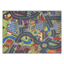 TAPETE REBEL ROADS Town life 97 cidade grande, ruas antiderrapante para crianças - cinza 95x133 cm
