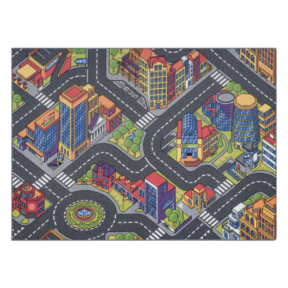 Rugsx Rebel Roads Carpet Urban Life 97 Metropolis, Streets Non-Slip For Children - Grey 95X200 Cm