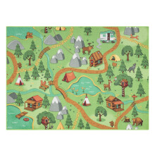 TAPETE REBEL ROADS Wild life 90 Floresta, animais antiderrapante para crianças - verde  95x200 cm
