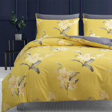 (Yellow & Grey Winnie, Double (200 x 200 cm) ) Lazzaro Bricks Print Duvet Cover Set with Pillowcases Premium Microfiber Reversible Bedding Sets Single Double King Size & Super King Size D