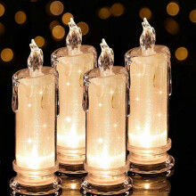 4PCS White LED flameless Candles (6.5*6.5*18.5cm),LED Clearance Pillar Candles,Battery Included,for Birthday Bedroom Decorations