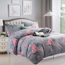 (Bouquet, King) Moonlight Bedding Printed 4Pcs Complete Reversible Quilt Printed Bedding Luxury with Fitted Sheet and 2 Printed Pillow Cases Single
