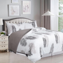 (Leaves, Single) Moonlight Bedding Printed 4Pcs Complete Reversible Quilt Printed Bedding Luxury with Fitted Sheet and 2 Printed Pillow Cases Single