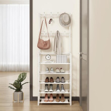 (White, 5 layers) Multi-layer Metal Shoe & Hat Rack, 1 Count Modern Large Capacity Door Storage Rack, Free Standing Coat Rack, Summer Gift Ideas, Household