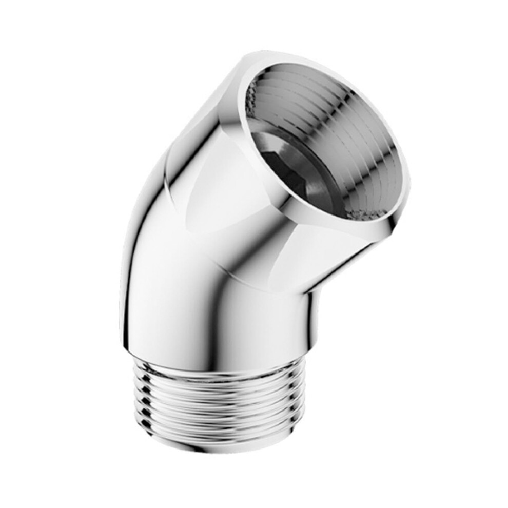 135-Degree Solid Brass Shower Head Adapter G1/2 Inch Chrome-Plated Elbow Connector For Shower Arm Spinable Silver 9393856929375