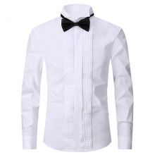 Dress Shirt Male Tuxedo Collar Groomsman"s Dress Groom Wedding Shirt MaleWhiteM