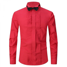 Dress Shirt Male Tuxedo Collar Groomsman"s Dress Groom Wedding Shirt MaleRedXL