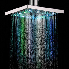 LED Shower Head 8-Inch Square 7-Color Auto-Changing Bathroom Shower Head Sprinkler
