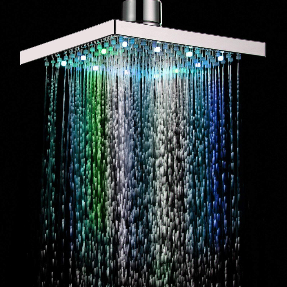Led Shower Head 8-Inch Square 7-Color Auto-Changing Bathroom Shower Head Sprinkler 9084446064681