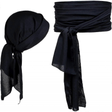 Pirate Costume Accessories/Plus Size Pirate Scarf Belt Waist Sash and Pirate Head Scarf Bandanas for Halloween Women Men - DSWBlack