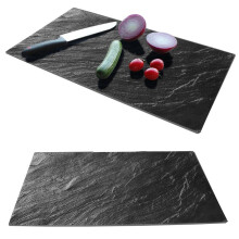 (Default) Set of 2 Tempered Glass Chopping Boards, Black Marble Stone Effect, Stove hob Cover, Worktop Saver, Serving Board, Cutting Board Kitchen
