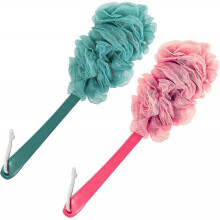 2 pack back scrubbers for shower, loofah sponge brush for body exfoliation, scrubbing brush for shower with long handle, loofah stick for back, bath a