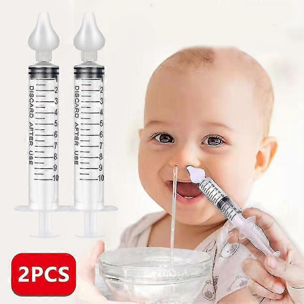 2pcs Baby Nasal Aspirator, Professional Syringe Baby Nasal Irrigator Infant Nose Cleaner Rinsing Device