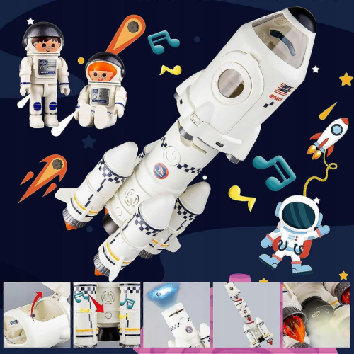 Space Rocket Space Shuttle Educational Toy Lights Sound 5in1white 1