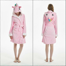 Men's Flannel Robe Bathrobe Pajamas Cosplay Winter Warm Seamless Cartoon Couple SleepwearPink Sky HorseS