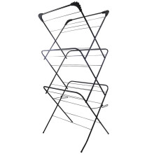 (Black) Straame 3 Tier Airer Clothes Rack, Space Saving Laundry Dryer Rack, Foldable Clothes Rack Drying Indoor and Outdoor, Sturdy Non-Slip Feet