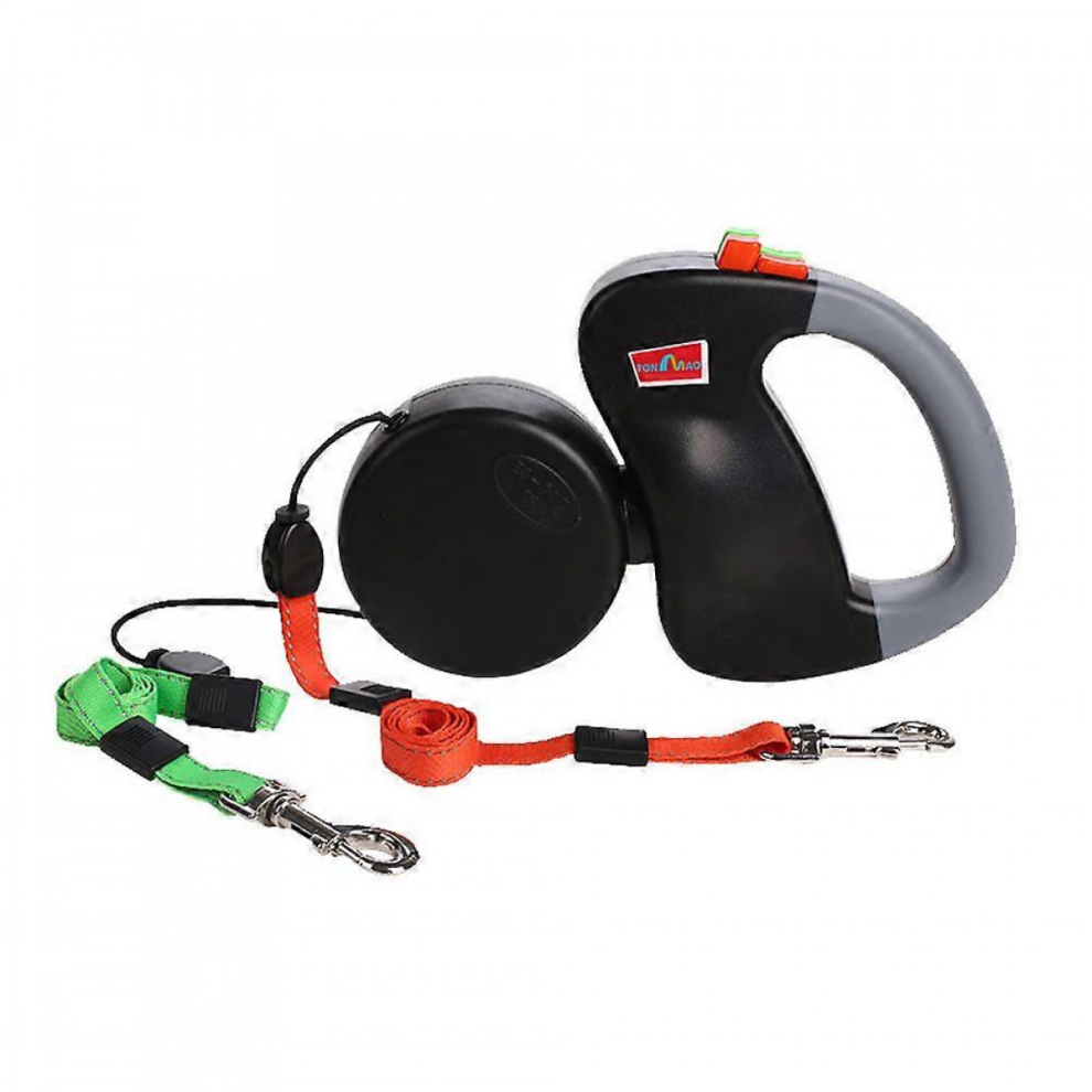Dog Reflective Retractable Pet Leash - 360 Degree Tangle Free - Leash Two Dogs At A Time, Eacup Tto 50 Lbs. Reflective Red And Green Leash. 7057162203933