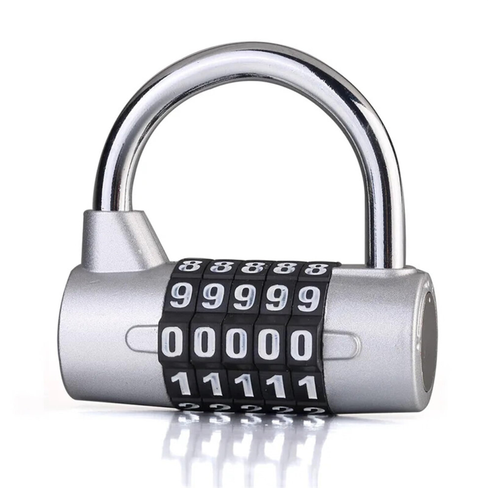 5 Dial Digit Number Combination Password Lock Zinc Alloy Padlock 5 Colors Coded Security Lock 1 Pc Silver 9393856929955