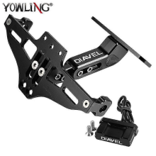 For DUCATI DIAVEL 1200 1260 1260S Moto Motorcycle Fender Eliminator Adjustable License Plate Holder Bracket LEDblack with logo