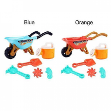 6pcs Toy Set,Kids Garden Wheelbarrow Play Set Sand Pit Beach Garden Tools Trolley Toy BeachOrange