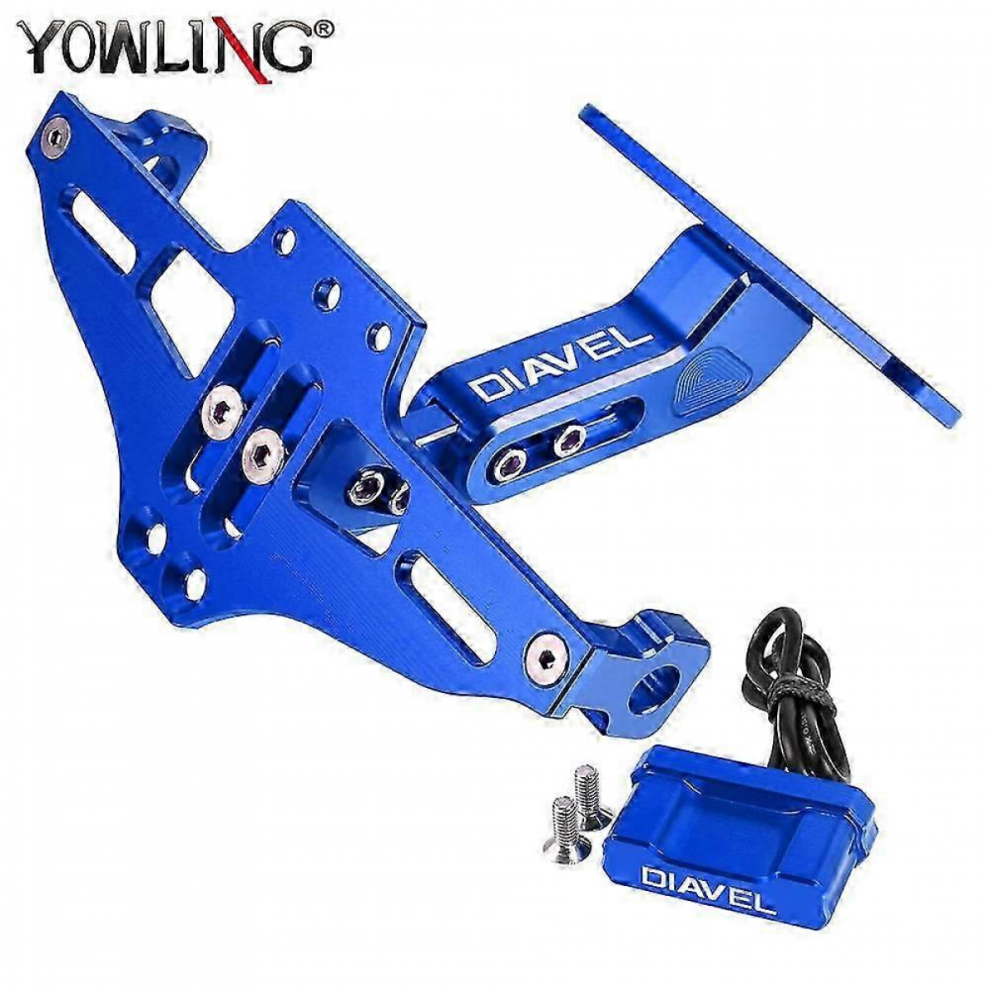 For Ducati Diavel 1200 1260 1260S Moto Motorcycle Fender Eliminator Adjustable License Plate Holder Bracket Ledblue With Logo 7057162208020