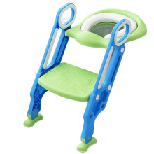 (Green-blue) Straame | Children's Toilet Ladder | Seat Adjustable | Height Step-Stool | Easy to Install | Cushioned Toilet Seat | Bathroom Aid | Toddler