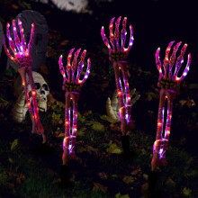 Halloween Decoration, Lighted Skeleton Arm Stake, Scary Realistic Hands Bone Waterproof Battery Operated, Indoor Outdoor, 4 PCS