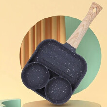 (black, one-size) 3 in 1 Egg Frying Pan, Non-stick Breakfast Pan, Flat Bottom Egg Frying Pan, Sweets Kitchen Accessories, Home Kitchen Supplies