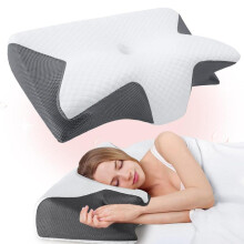 (Grey, one-size) Memory Foam Neck Pillow, 1 Count Soft & Comfortable Neck Pillow, Sleeping Pillow for Side Sleepers, Back Sleepers, Stomach Sleepers,