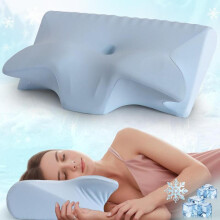 (Blue, one-size) Memory Foam Soft Neck Pillow, 1 Count Comfortable Neck Support Pillow, Neck Rest Cushion for Sleeping, Sleep Pillow