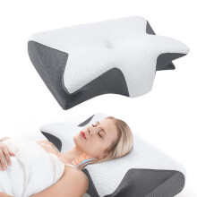 (Off White, one-size) Memory Foam Soft Neck Pillow, 1 Count Comfortable Neck Support Pillow, Neck Rest Cushion for Sleeping, Sleep Pillow