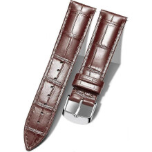 Genuine Leather Watch Band Quick Release Replacement Smart Watch Strap Crocodile Pattern with Silver Buckle for Men Women (20mm)
