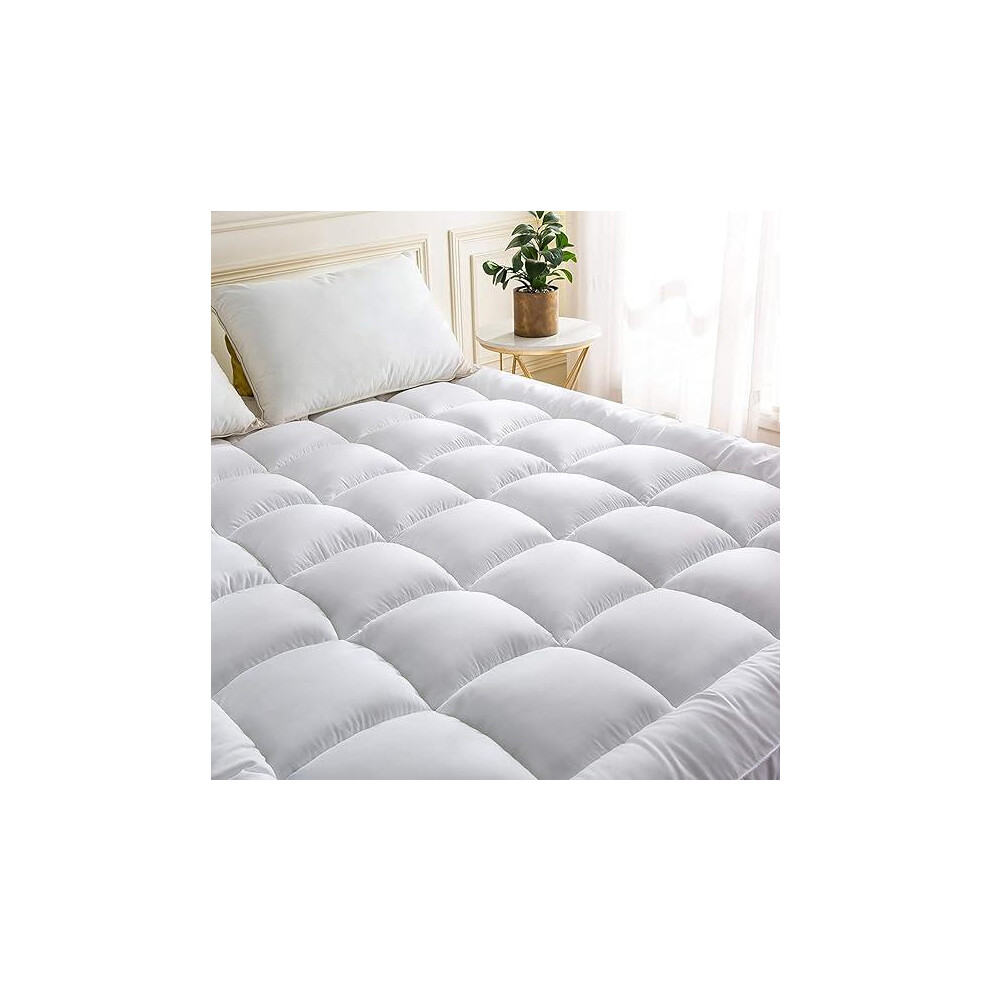(Small Double) Luxury Mattress Topper Hotel Quality 10cm Extra Deep 1200GSM Super Thick Bounce Back ToppersComfy Bedding Quilted Bed Cover with Gel Me-image-OPC-PKQJVNJ-NEW
