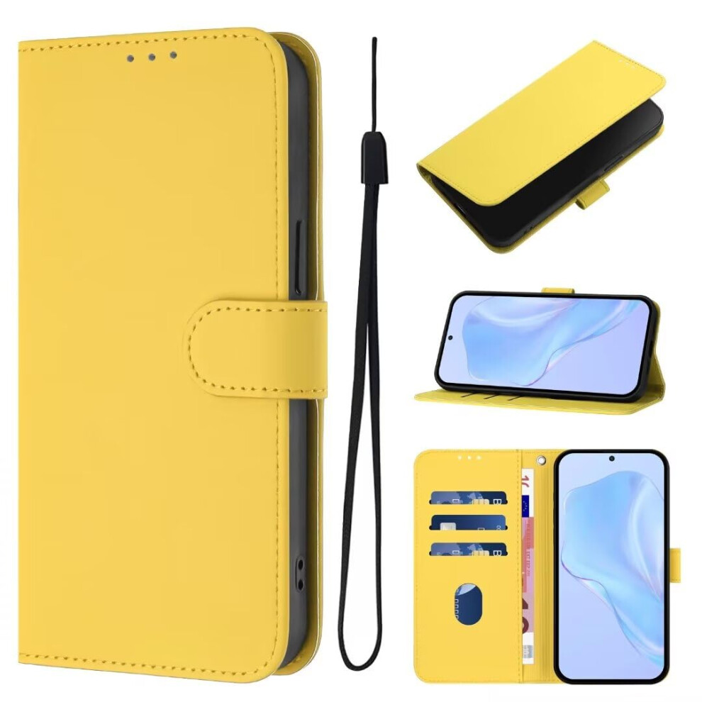 Case Shockproof Leather Wallet Cover Kickstand Card Slot Magnetic Closure Lemon For Motorola Moto G45/G34 Yellow 9016109046796