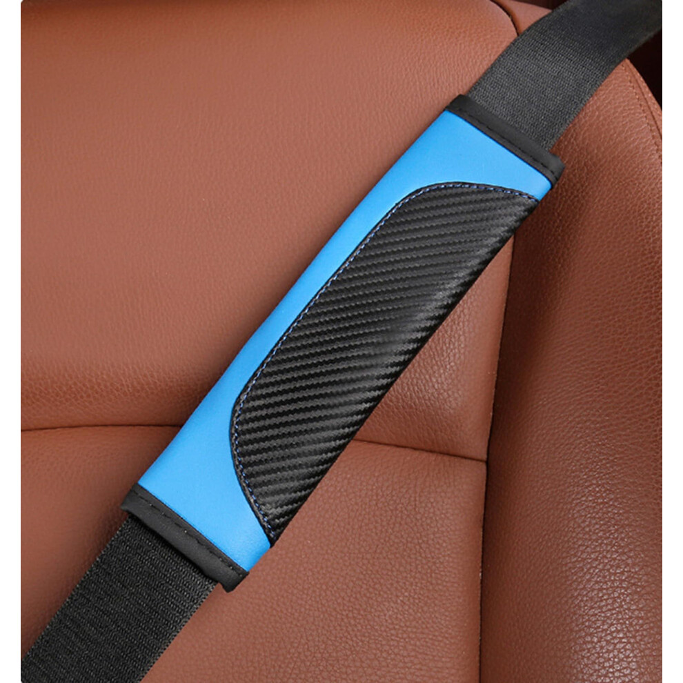 Car Seat Belt Pad 2-Pack For Peugeot 406 407 408 4007 4008 508 5008 Pu Leather Neck And Shoulder Pad Blue 9393856931187
